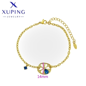 Brățară Aurie cu Element Decorativ Albastru și Design Floral