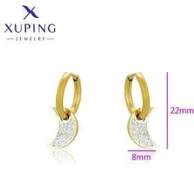 Cercei aurii cu pandantive semilună și pietricele