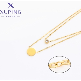 Colier Două Lanțuri Disc Minimalist