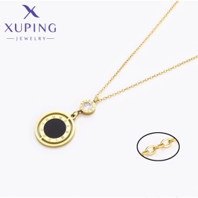 Colier Pandantiv Disc Negru Cristale