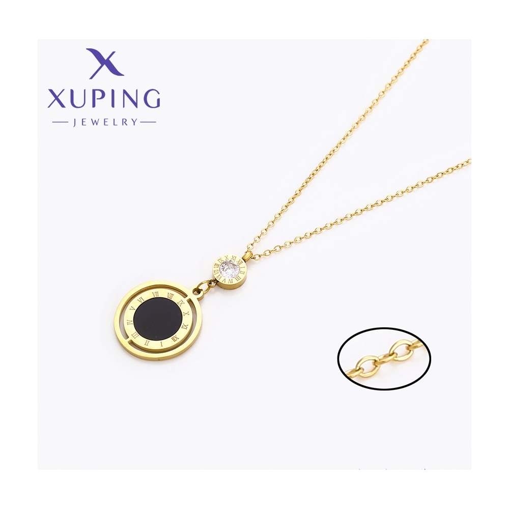 Colier Pandantiv Disc Negru Cristale