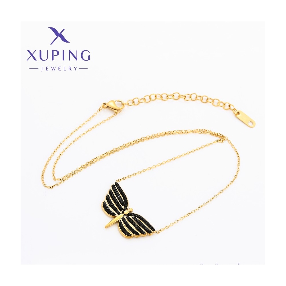 Colier Fluture Aripi Negre Cristale