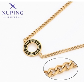 Colier Lanț Auriu Pandantiv Disc Geometrie