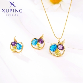 Set Cercei și Pandantiv Măr Cristale Colorate