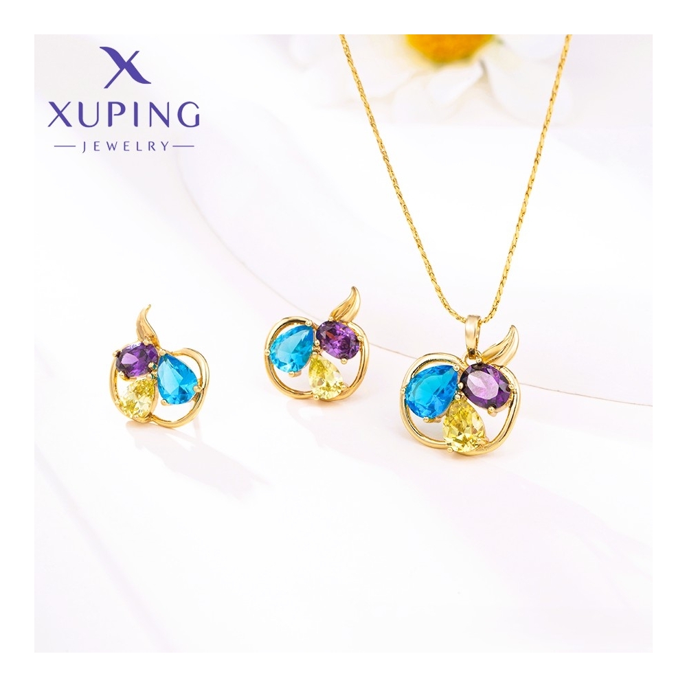 Set Cercei și Pandantiv Măr Cristale Colorate