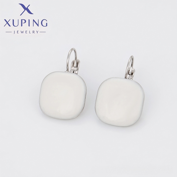 Cercei Placati Aur Alb cu Inserție Alba